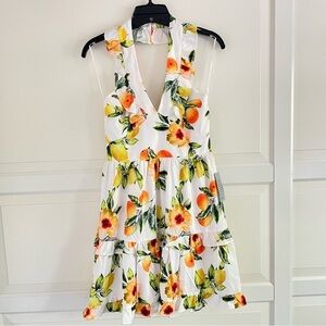 NEW! NSR Nordstrom lemon floral halter mini dress 37970